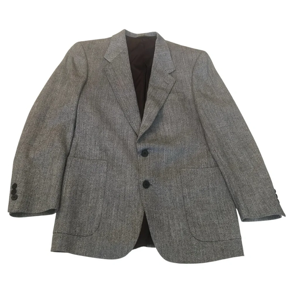 C&R Clothing black white herringbone print 2 button blazer jacket